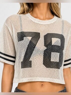 Seductions 78 White Y2K Mesh Jersey Crop Top Small